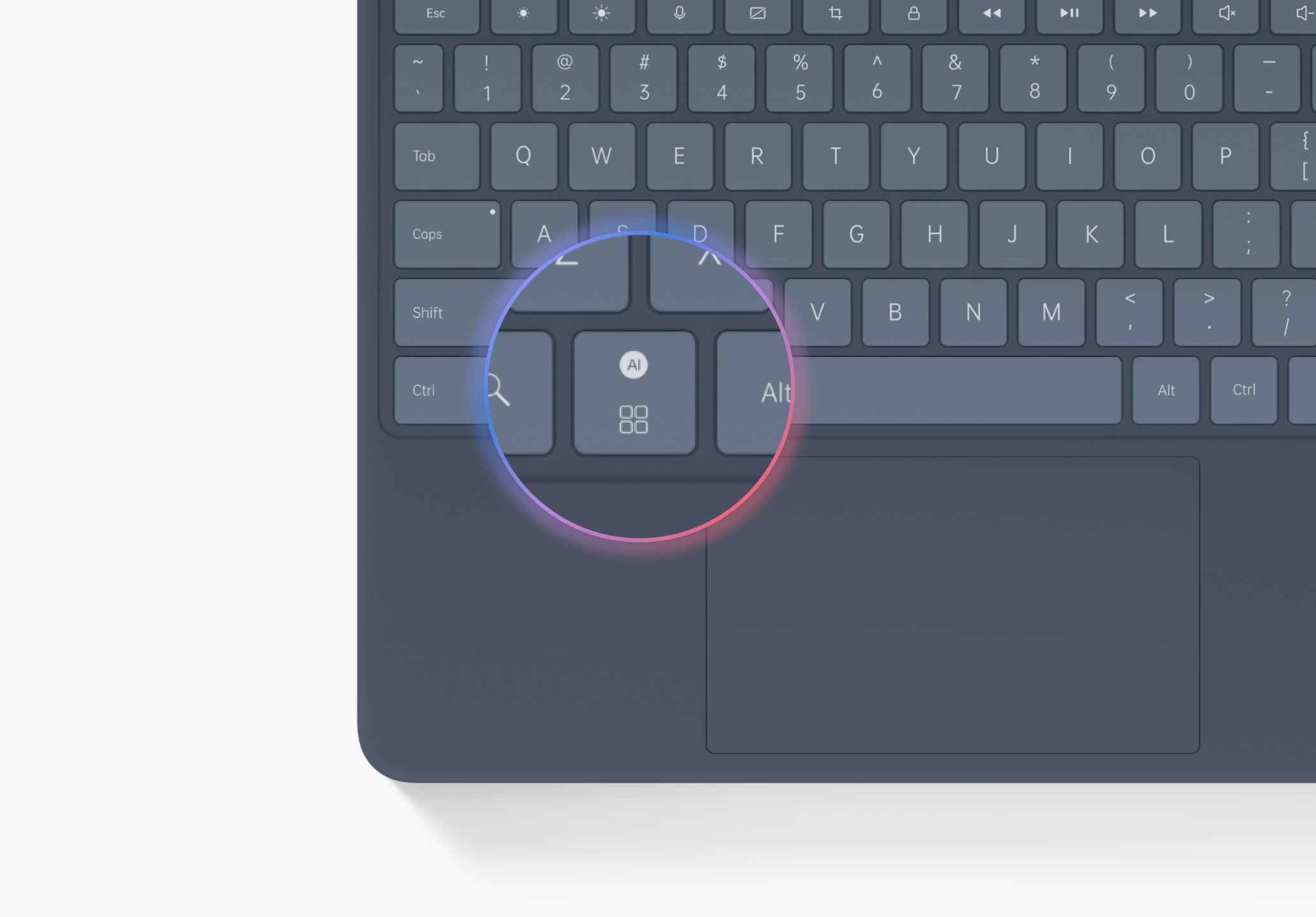 Black keyboard with glowing Alt key