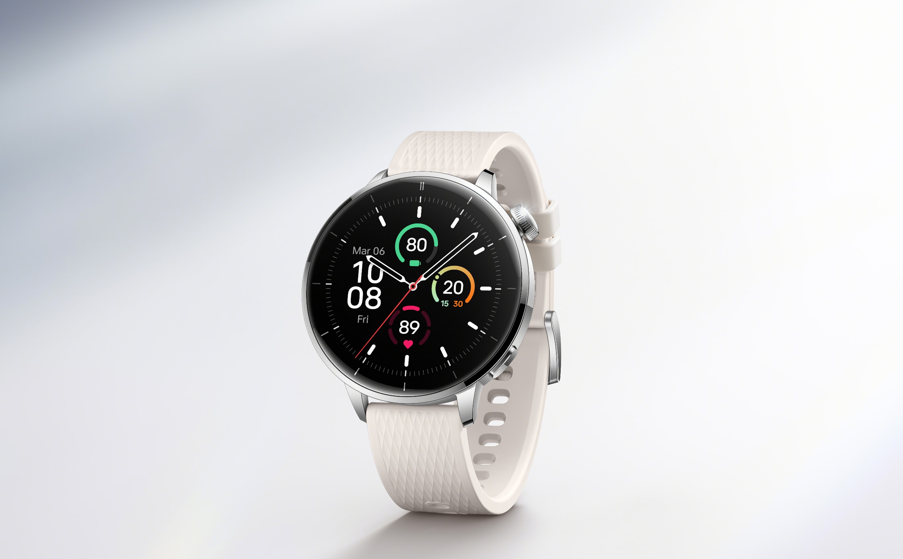A sleek and modern smartwatch with a round black face and colorful digital display.